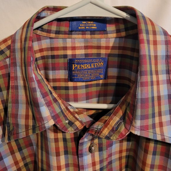Pendleton Men's multi-color plaid cotton button up, size Large - Picture 3 of 7
